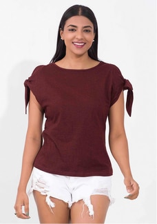 SLEEVE KNOT DARK MAROON T SHIRT Buy NILS Online for specialGifts